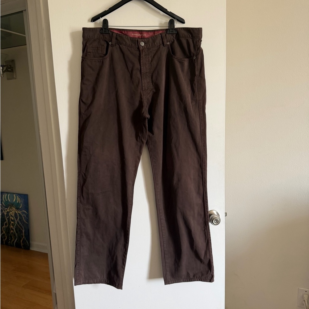 Ermenegildo Zegna Men’s Designer Brown Cotton Straight Leg Jeans size 42 EUC - Picture 3 of 13